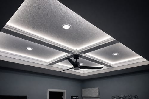 caughered ceiling with LED lighting