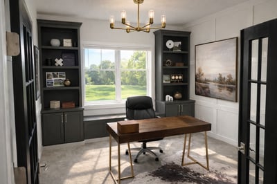 office builtin designed french doors